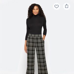 Plaid Wide Leg Pants - Black and Gray